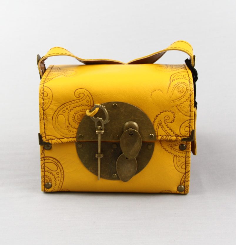 Lock Yellow Leather Quilted Bag