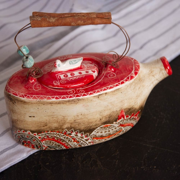Hand Painted Ceramic Teapot