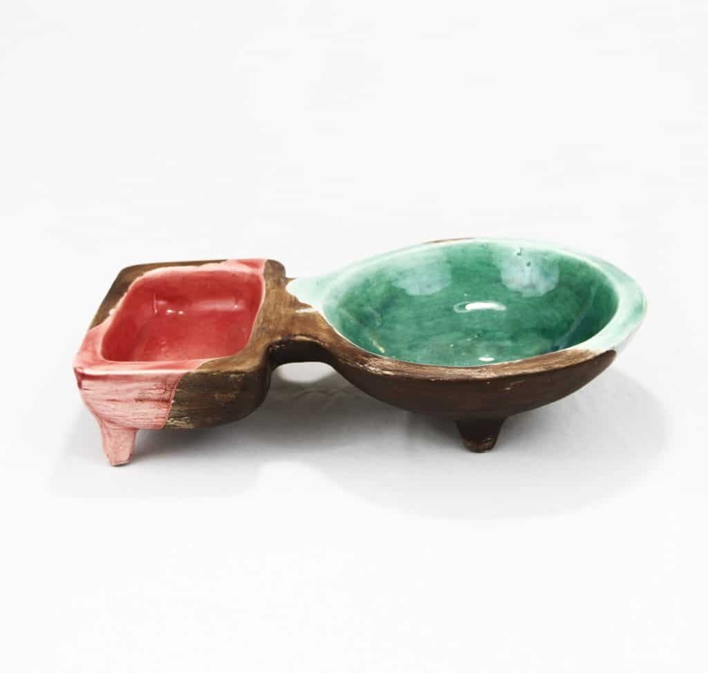 Handmade Pottery Double Bowl