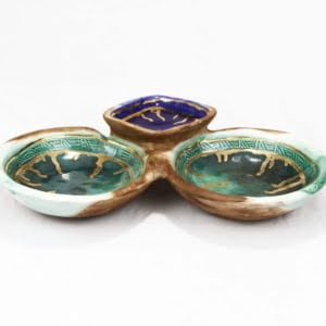 Handmade Pottery Double Bowl & Dip