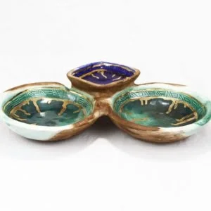 Handmade Pottery Double Bowl & Dip