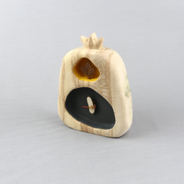 Handcrafted Wooden Pomegranate Desk Clock