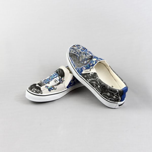 HAND PAINTED GIRL & TILE CASUAL SHOES