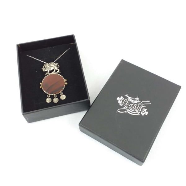 Agate Lion and Sun Necklace