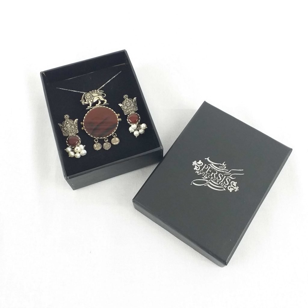 Agate Lion and Sun Necklace Inside the box