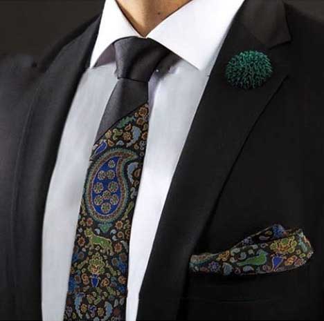 Black, Termeh Tie and Pocket Square