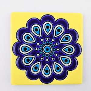 BLUE FLORAL CLAY TILE