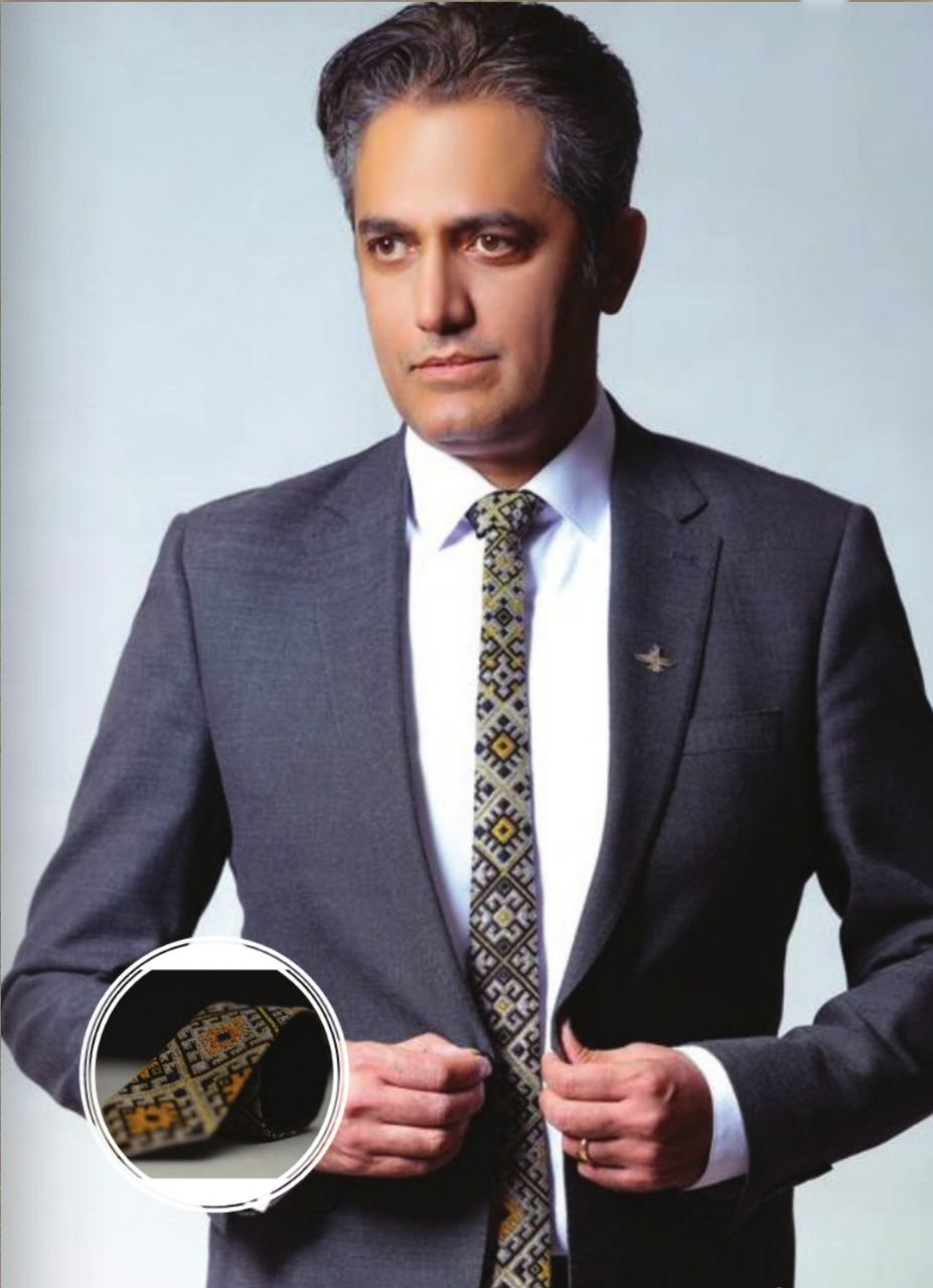 Yellow Baluchi Needlework Tie