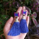 Baluchi blue tassel earring