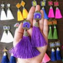 Baluchi purple tassel earring