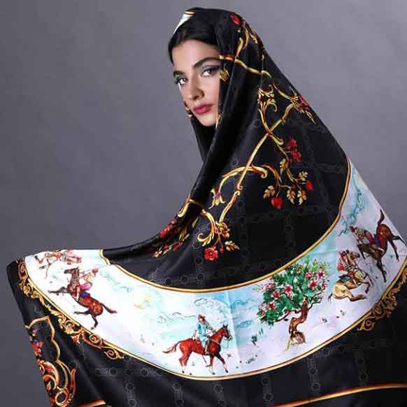 Black Chovgan Silk Scarf