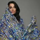 Blue scarf with Eslimi design