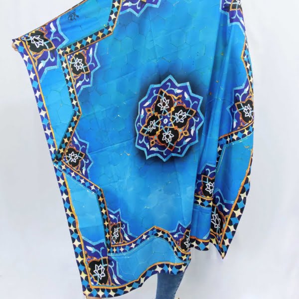 Blue scarf with Tile design
