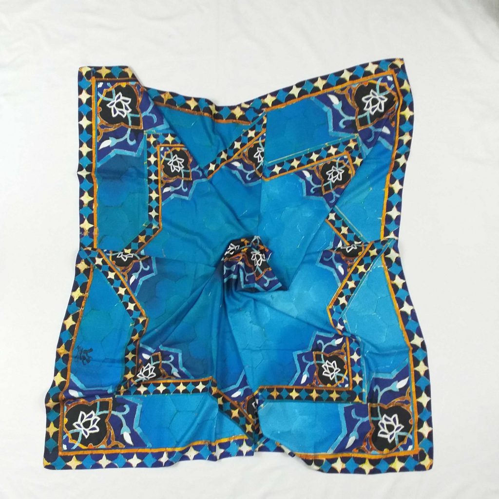 Blue Scarf with Tile Design Persian art