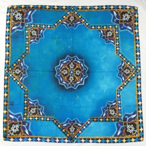 Blue Scarf with Tile Design
