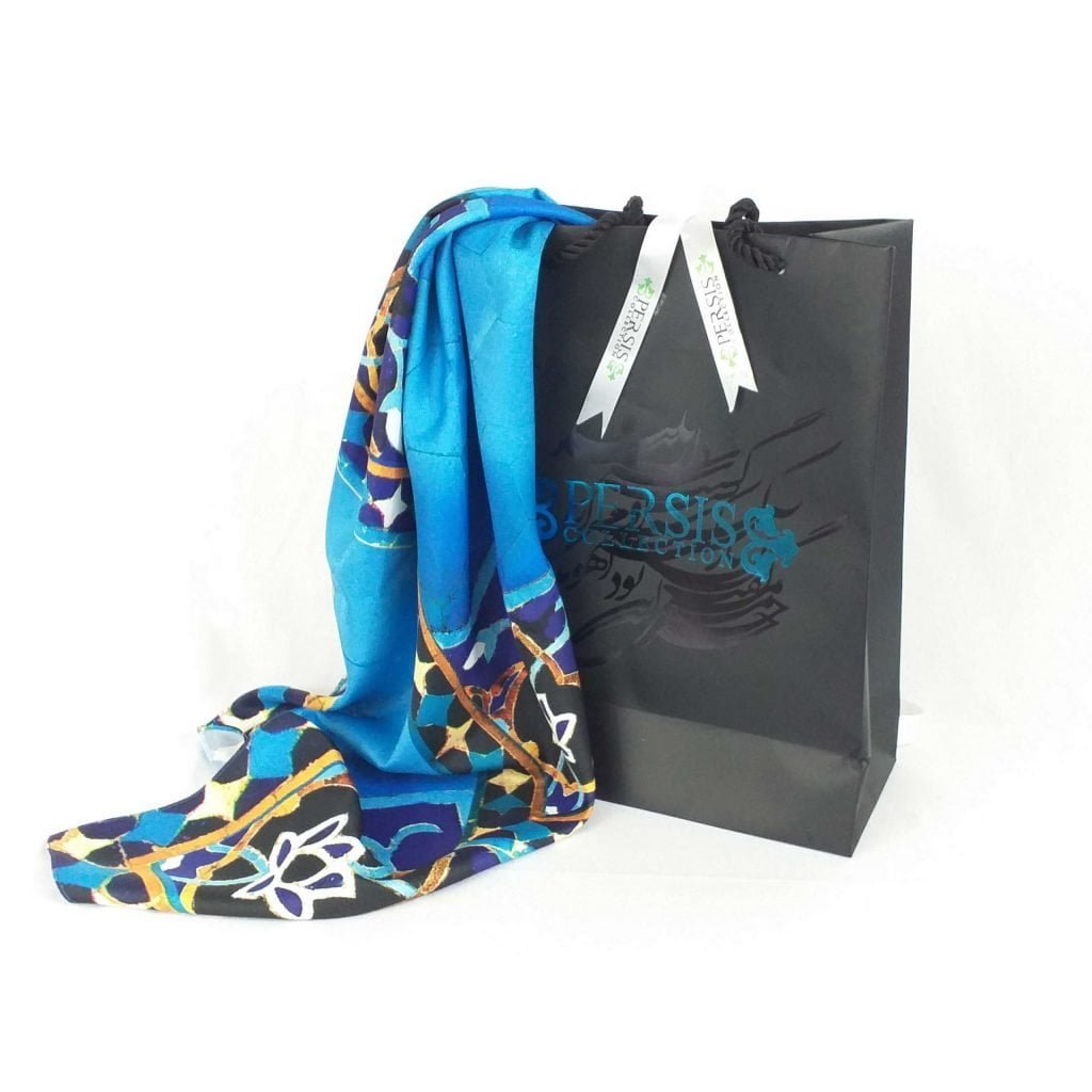 Blue Scarf with Tile Design inside the box