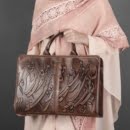 CALLIGRAPHY ART LEATHER BRIEFCASE-1