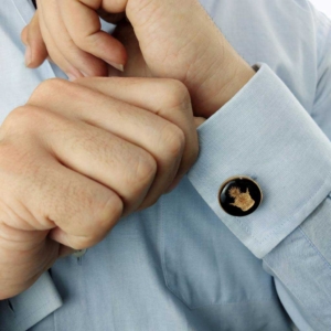 CROWN CUFFLINKS AND PIN BADGE