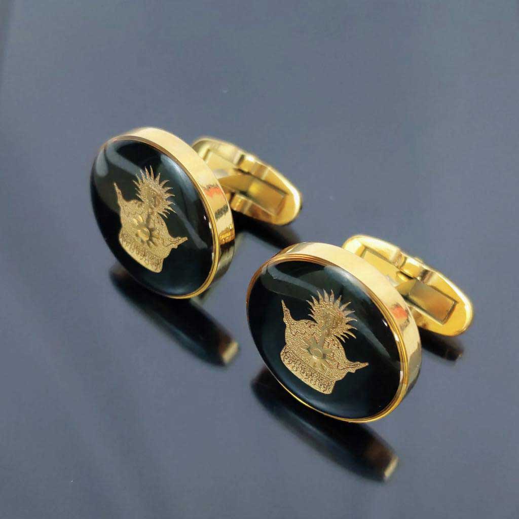 Engraved Monogram Cuff Links 24K Gold Plated