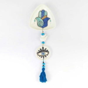 Ceramic wall hanger with acrylic painting
