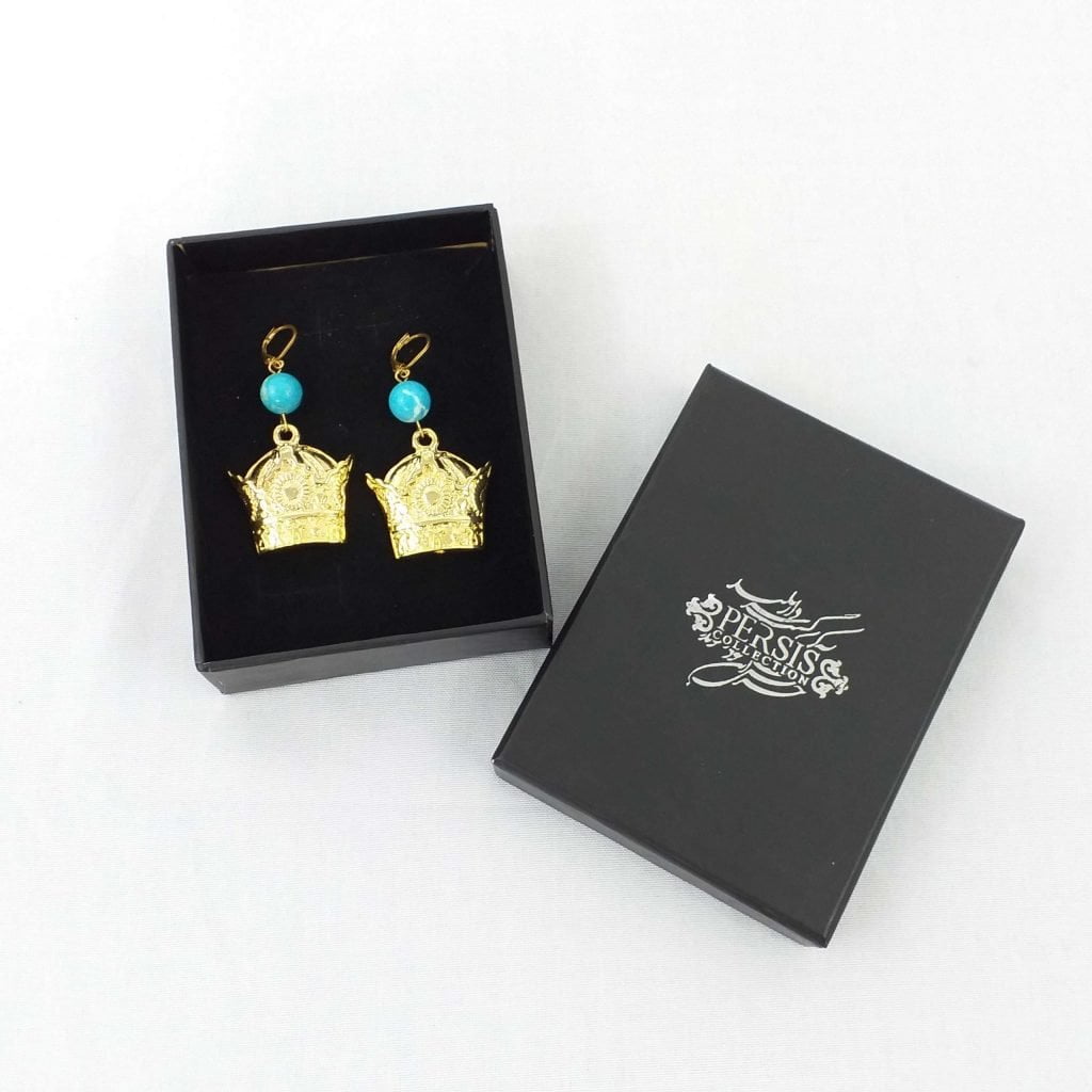 two Crown Earrings in gift box