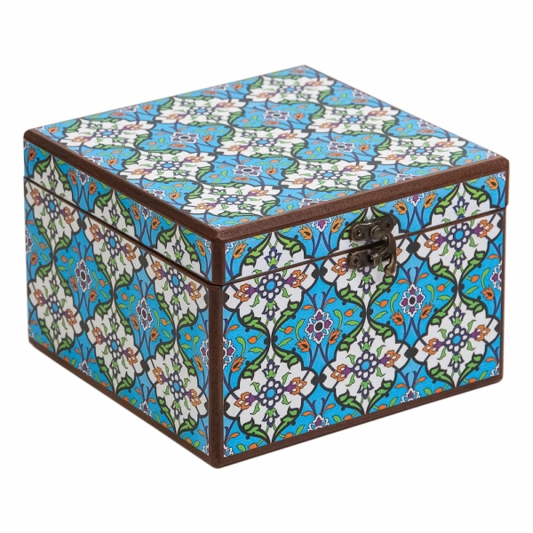 Azure Persian Tile-Inspired Jewelry & Tea Box