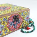 DECORATIVE STORAGE BOX YELLOW PATTERN