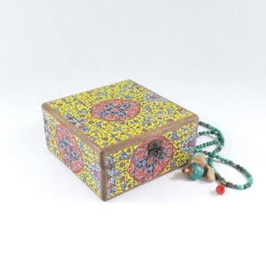 DECORATIVE STORAGE BOX YELLOW PATTERN