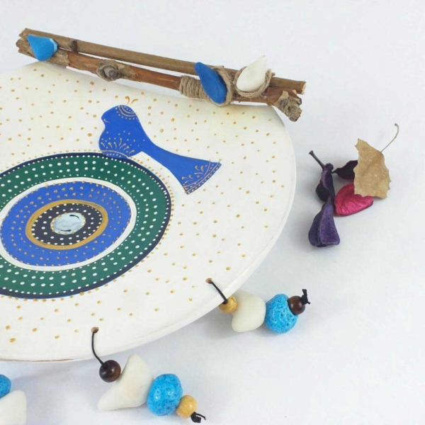 Decorative ceramic plates with acrylic painting