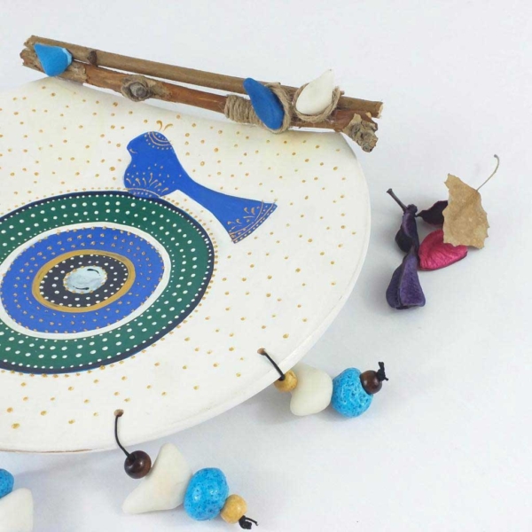 Bird Decorative Ceramic Plates with Acrylic Painting