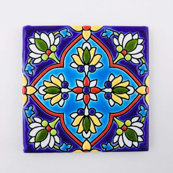 Eight Flowers Clay Tile (D104)