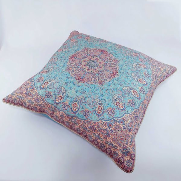 Elegant Turquoise Termeh Cushion Cover