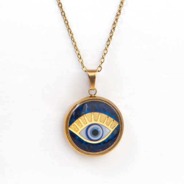 Gemstone Evil Eye Necklace - Turquoise – Elizabeth Stone