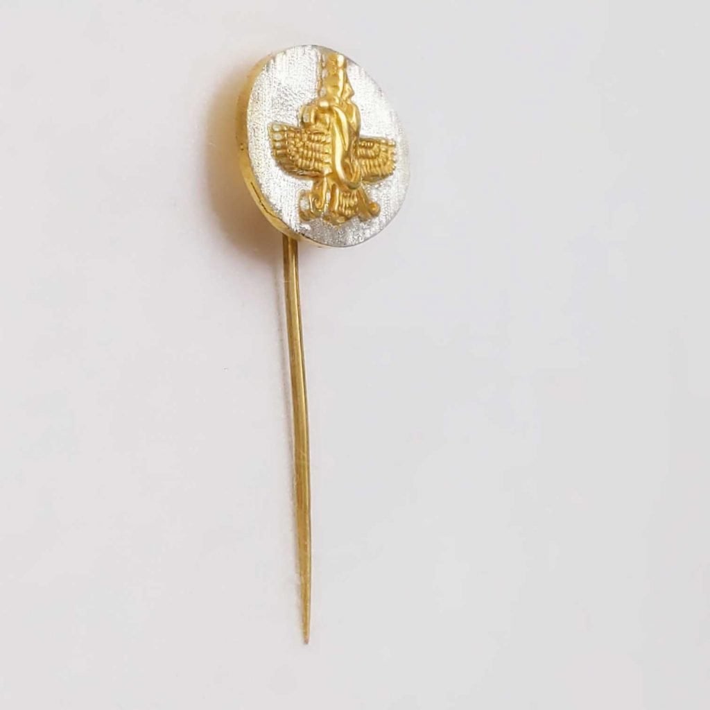 FARVAHAR SUIT PIN, GOLD PLATED ON SILVER