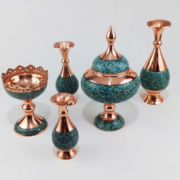 Firoozeh Koobi Turquoise on Copper Vase 26cm
