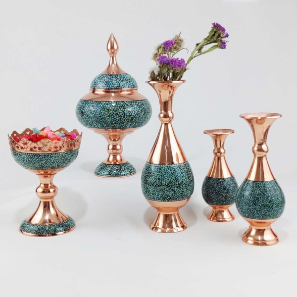 Firoozeh Koobi Turquoise on Copper Vase 26cm