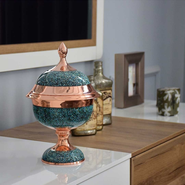 Firoozeh Koobi Turquoise on Copper Bonbon Dish 32cm