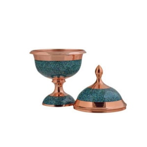 FIROOZEH KOOBI TURQUOISE ON COPPER BONBON DISH