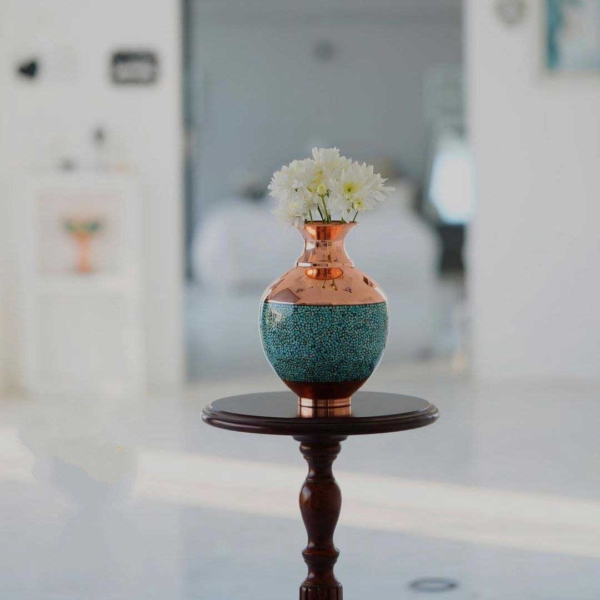 Firoozeh Koobi Turquoise on Copper Vase
