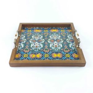 FLOWER PATTERN WOODEN TRAY