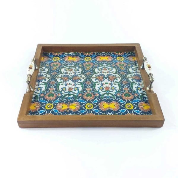 Flower Pattern Wooden Tray