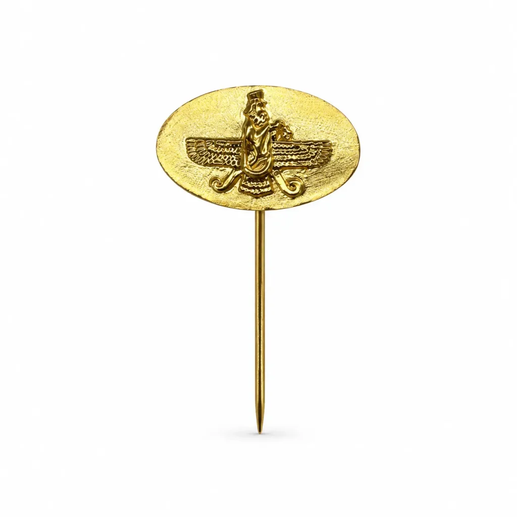 Farvahar Lapel Pin, Gold Plated on Silver