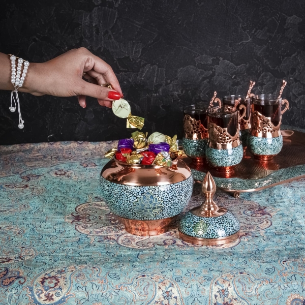 Firoozeh Koobi Turquoise On Copper Bonbon Dish
