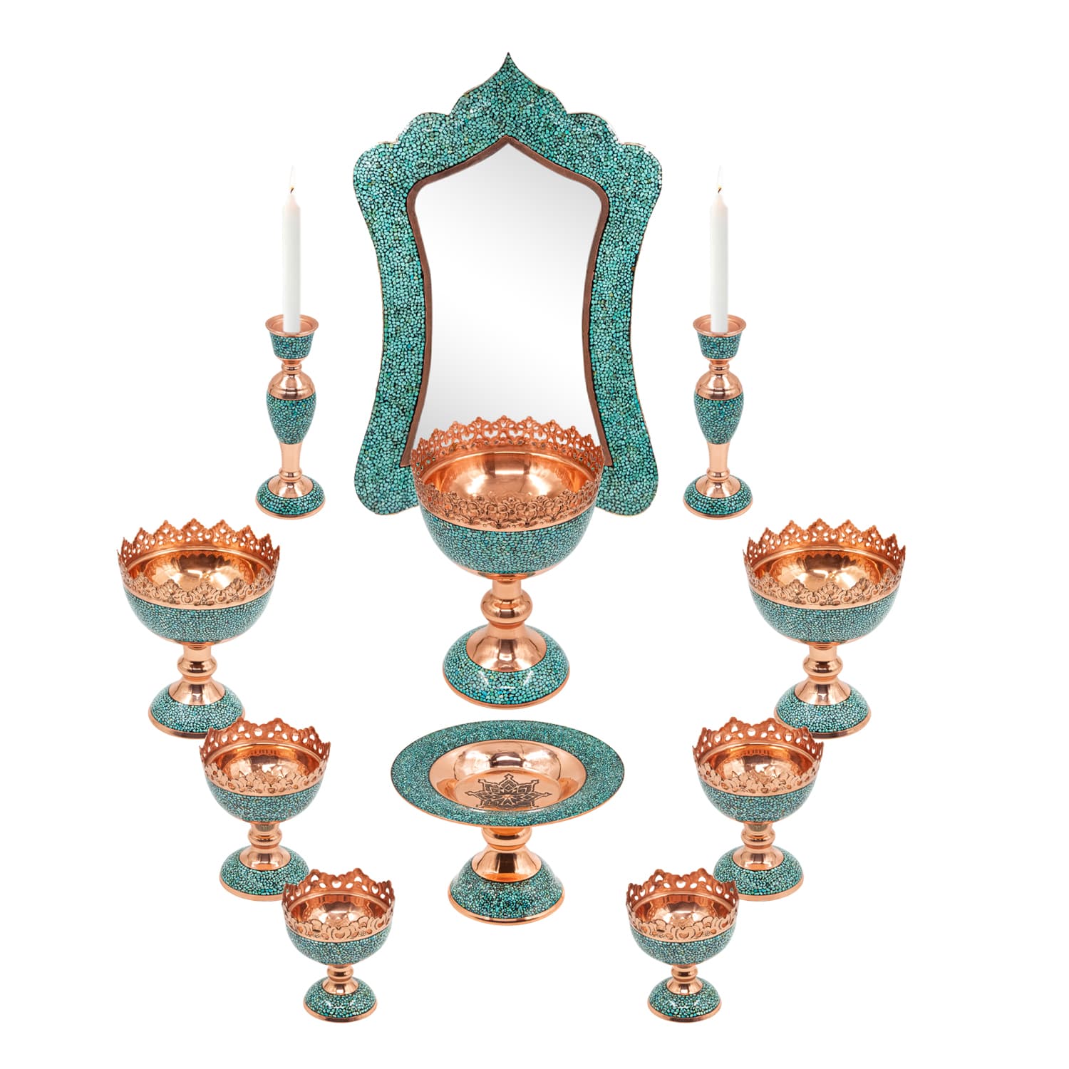 Firoozeh Koobi Turquoise On Copper Haft Seen Set