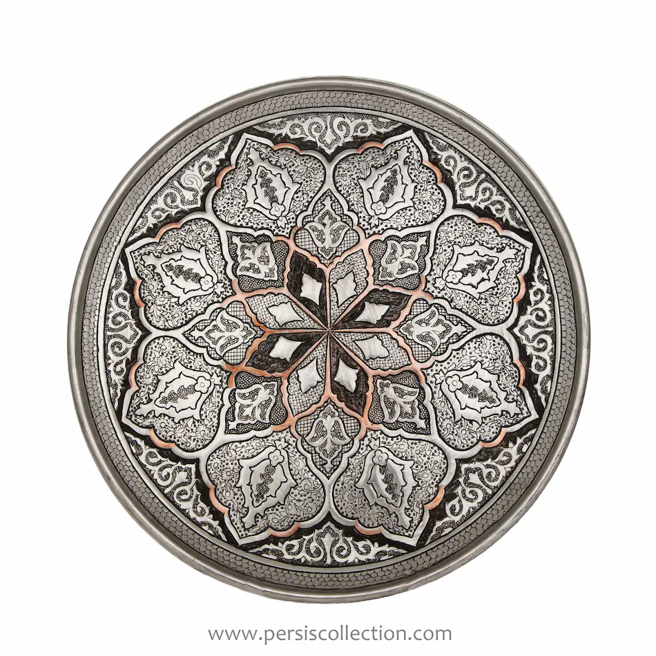 Flower Shah Abbasi Ghalam Zani Plate 30cm