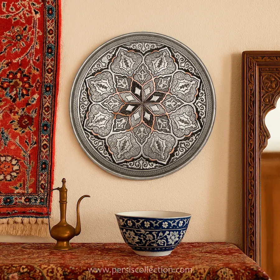 Flower Shah Abbasi Ghalam Zani Plate 30cm