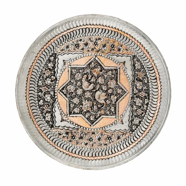 Flower and Bird Ghalam Zani Plate 25-30cm
