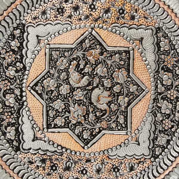 Flower and Bird Ghalam Zani Plate 25-30cm