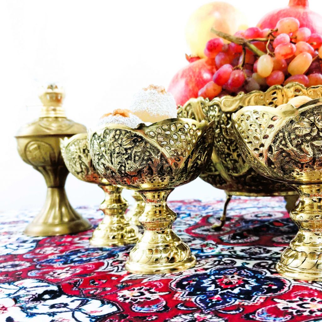 GHALAMZANI ON BRASS CANDY DISH SET