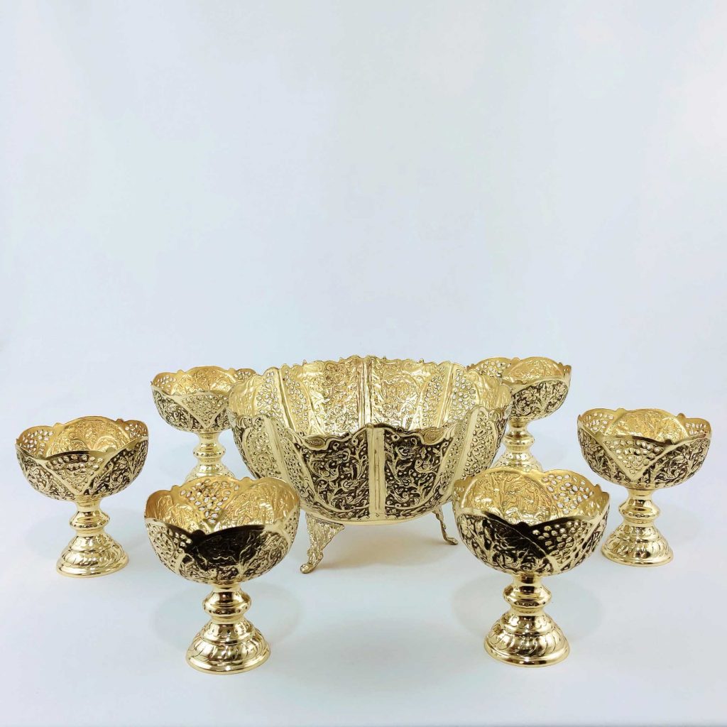 GHALAMZANI ON BRASS CANDY DISH SET